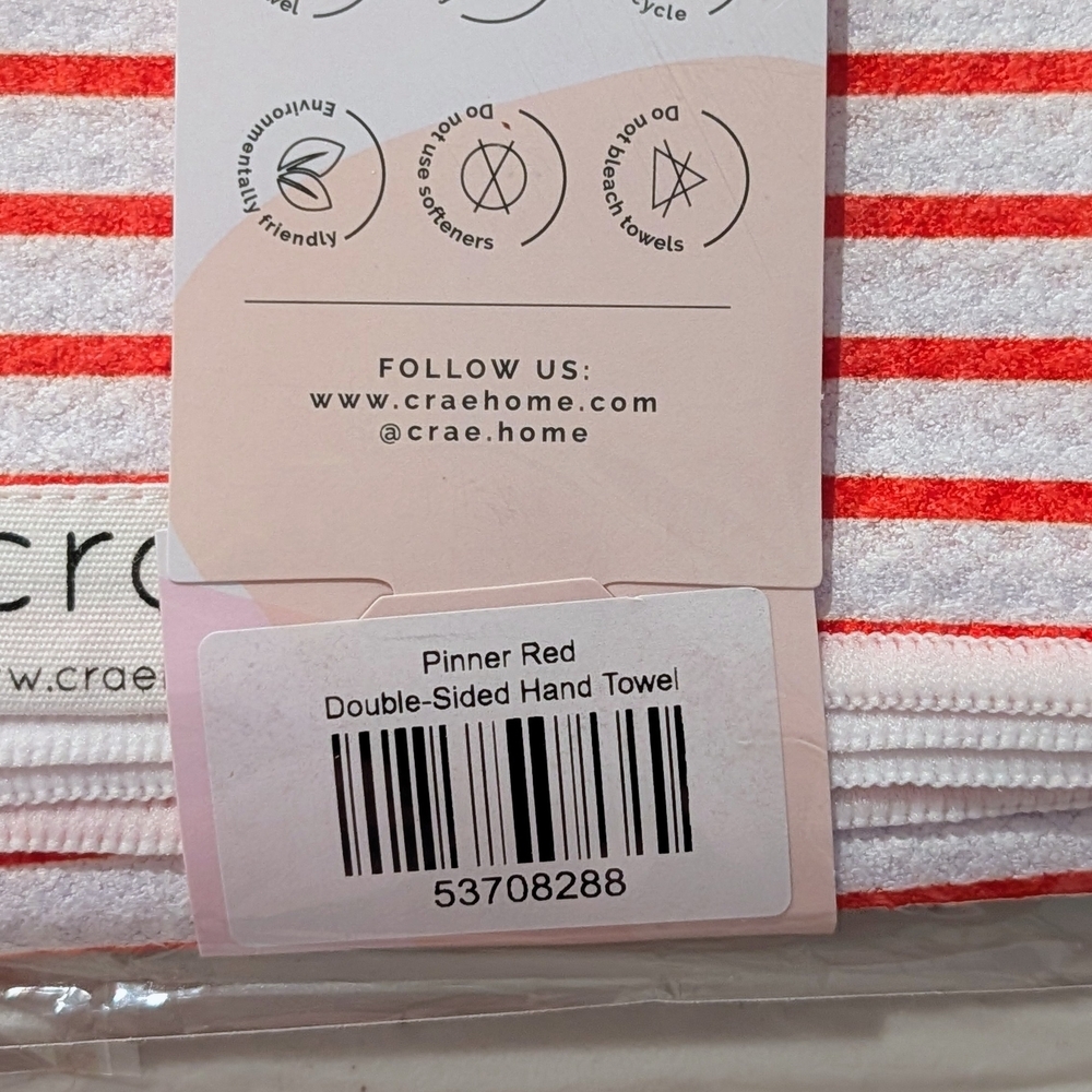Red and White Striped Hand Towel - Picture 3 of 3